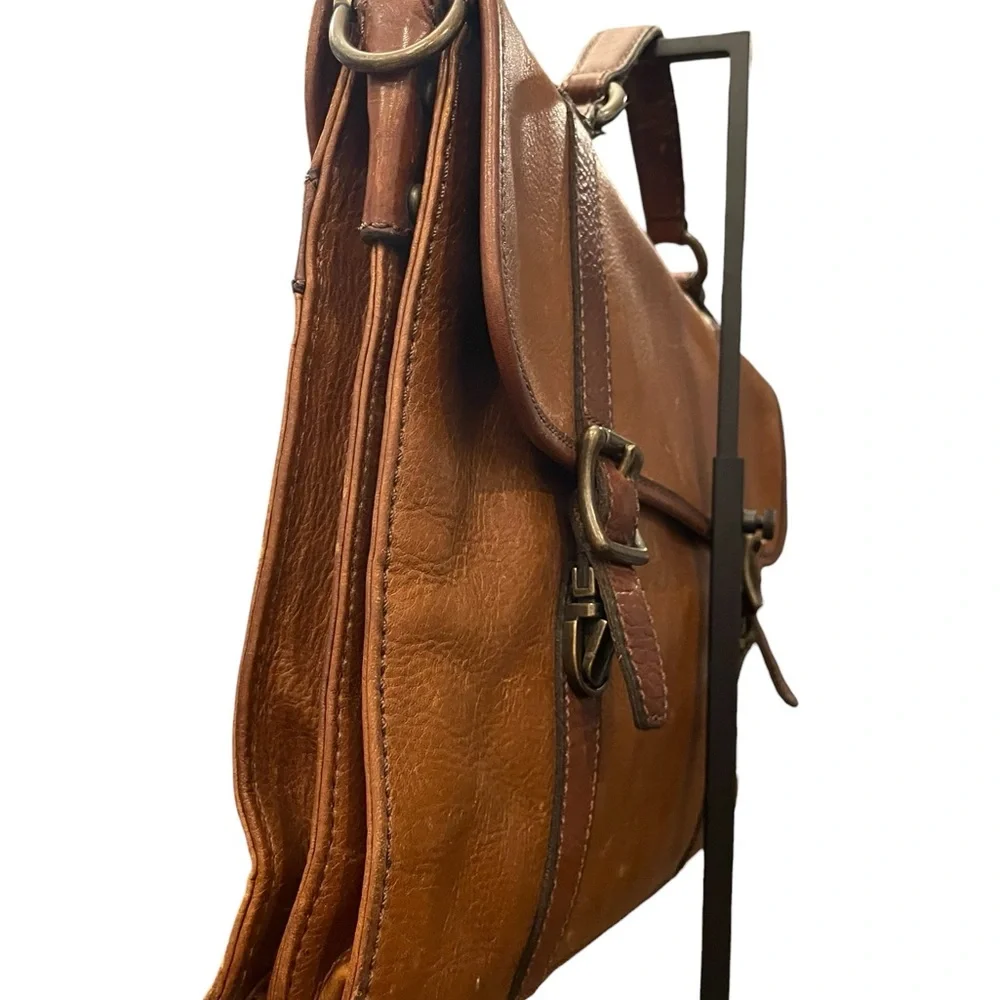 Fossil Vintage Weekender Large Distressed Brown Leather Satchel Bag‎ Travel